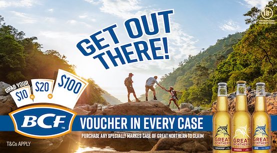 Get out there - BCF Promo - Voucher in every case